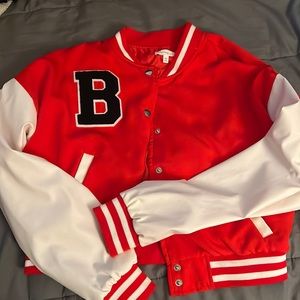 Red varsity jacket